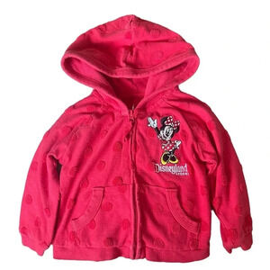 Disney Parks Minnie Mouse Zip Up Disneyland Hoodie Size 6M